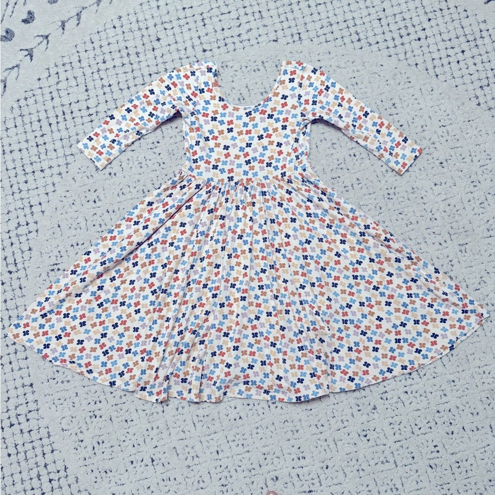 Alice and Ames butterfly print long sleeve twirl dress